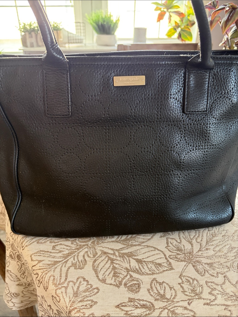 kate spade Black Perforated Leather Tote